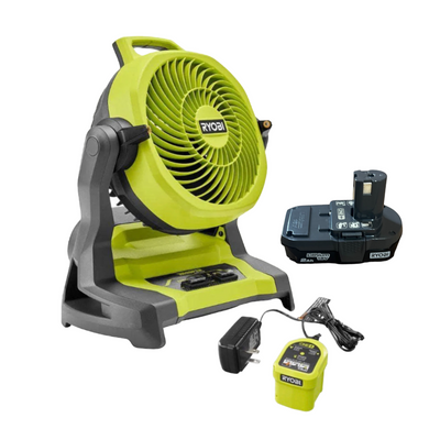 Ryobi PCL851K ONE+ 18V Cordless 7-1/2 in. Bucket Top Misting Fan Kit with 2.0 Ah Battery and Charger