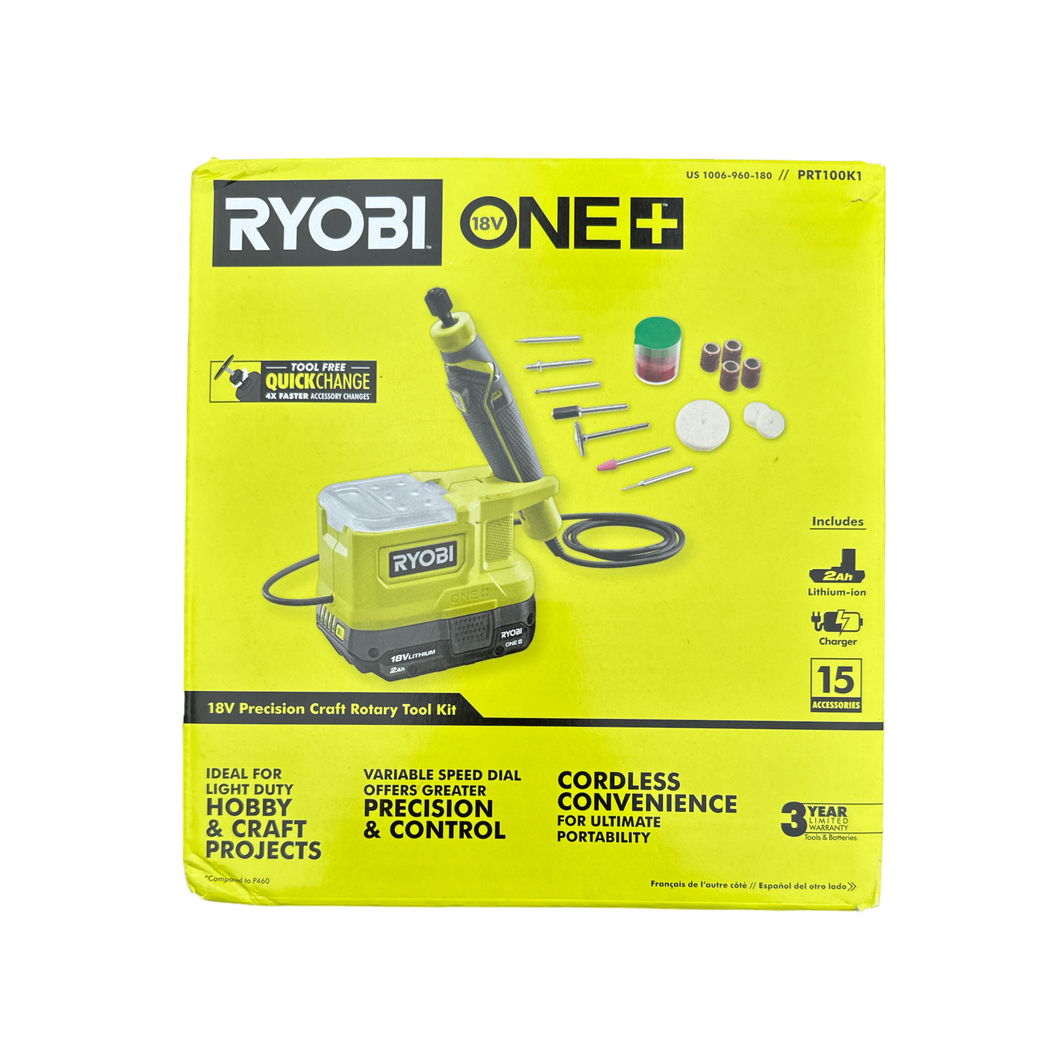 Ryobi PRT100K ONE+ 18V Cordless Precision Rotary Tool Kit with Precision Rotary Accessories