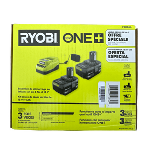 Ryobi PSK006 ONE+ 18V Lithium-Ion 4.0 Ah Battery (2-Pack) and Charger Kit