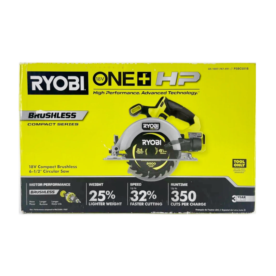 Ryobi PSBCS01 ONE+ HP 18-Volt Brushless Cordless Compact 6-1/2 in. Circular Saw (Tool Only)