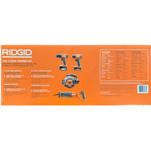 Load image into Gallery viewer, RIDGID R96256 18V Cordless 4-Tool Combo Kit with (1) 4.0 Ah Battery, (1) 2.0 Ah Battery, Charger, and Bag