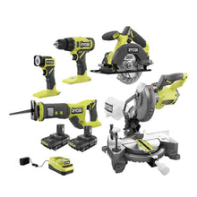 Load image into Gallery viewer, Ryobi PCL1501K2N 18-Volt ONE+ Lithium-Ion Cordless 5 -Tool Combo Kit with (2) Batteries, and Charger