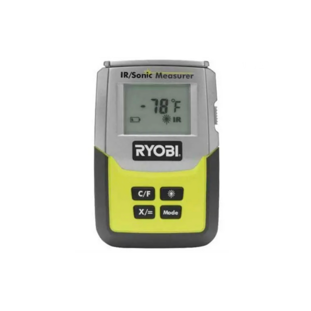 Ryobi E49IR01 3 IN 1 INFRARED THERMOMETER, SONIC DISTANCE MEASURER, LASER POINTER