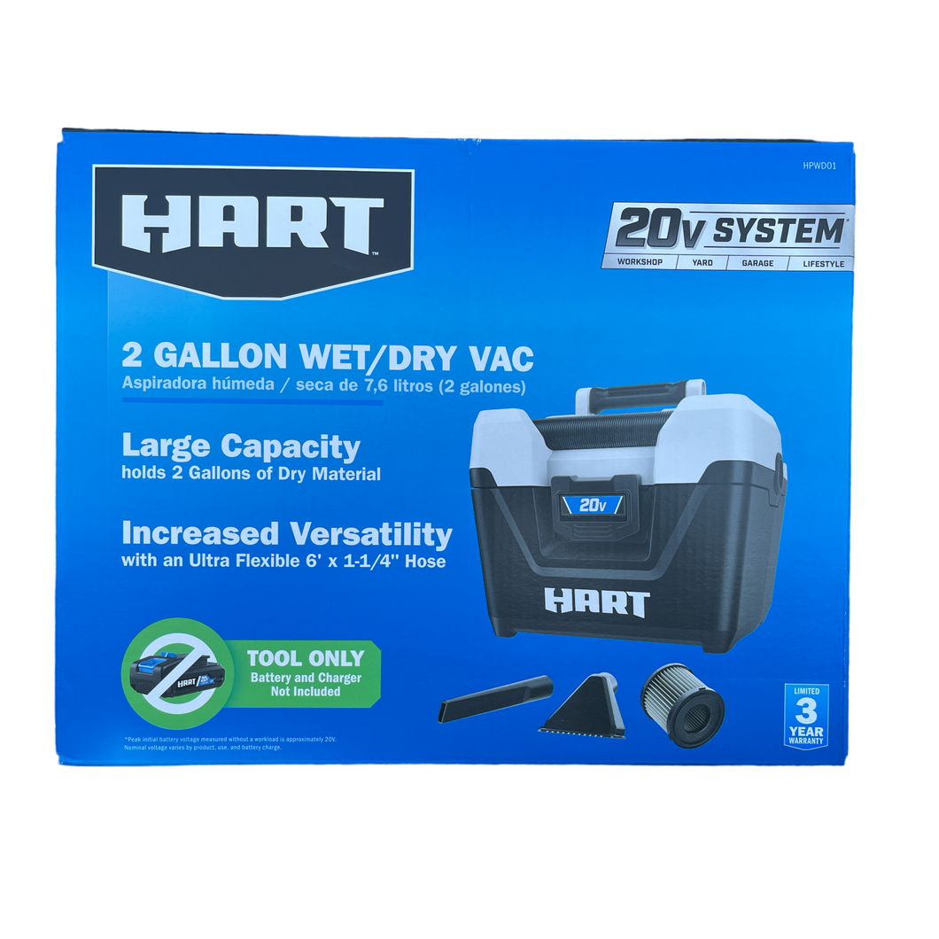 HART HPWD01 20-Volt Cordless 2-Gallon Wet/Dry Vac (Tool Only)