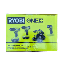 Load image into Gallery viewer, Ryobi PCL1400K2 ONE+ 18-Volt Cordless 4-Tool Combo Kit with 1.5 Ah Battery, 4.0 Ah Battery, Charger and Storage Bag