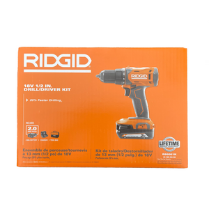 R86001K RIDGID 18-Volt Cordless 1/2 in. Drill/Driver Kit with (1) 2.0 Ah Battery and Charger