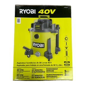 RYOBI RY40WD01B 40-Volt 10 Gal. Cordless Wet/Dry Vacuum (Tool Only)