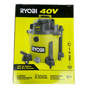 RYOBI RY40WD01B 40-Volt 10 Gal. Cordless Wet/Dry Vacuum (Tool Only)