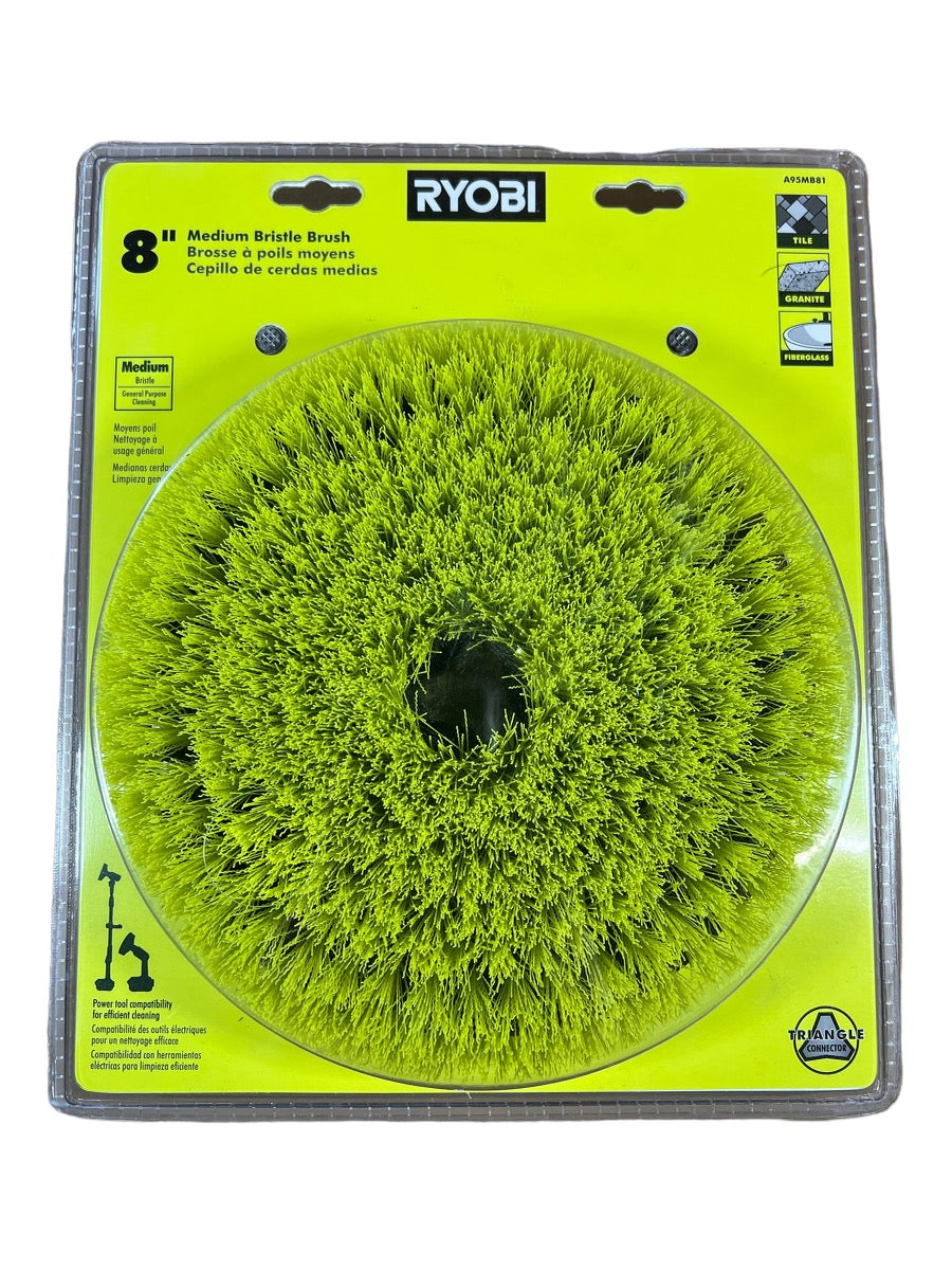 8 in. Medium Bristle Brush Accessory for RYOBI P4500 and P4510 Scrubber Tools