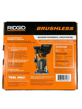 Load image into Gallery viewer, RIDGID 18-Volt OCTANE Brushless Cordless Compact Fixed Base Router with 1/4 in. Bit, Round and Square Bases and Collet Wrench