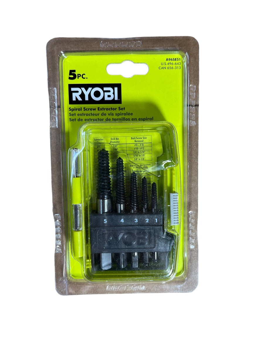 RYOBI Spiral Screw Extractor Set (5-Piece)