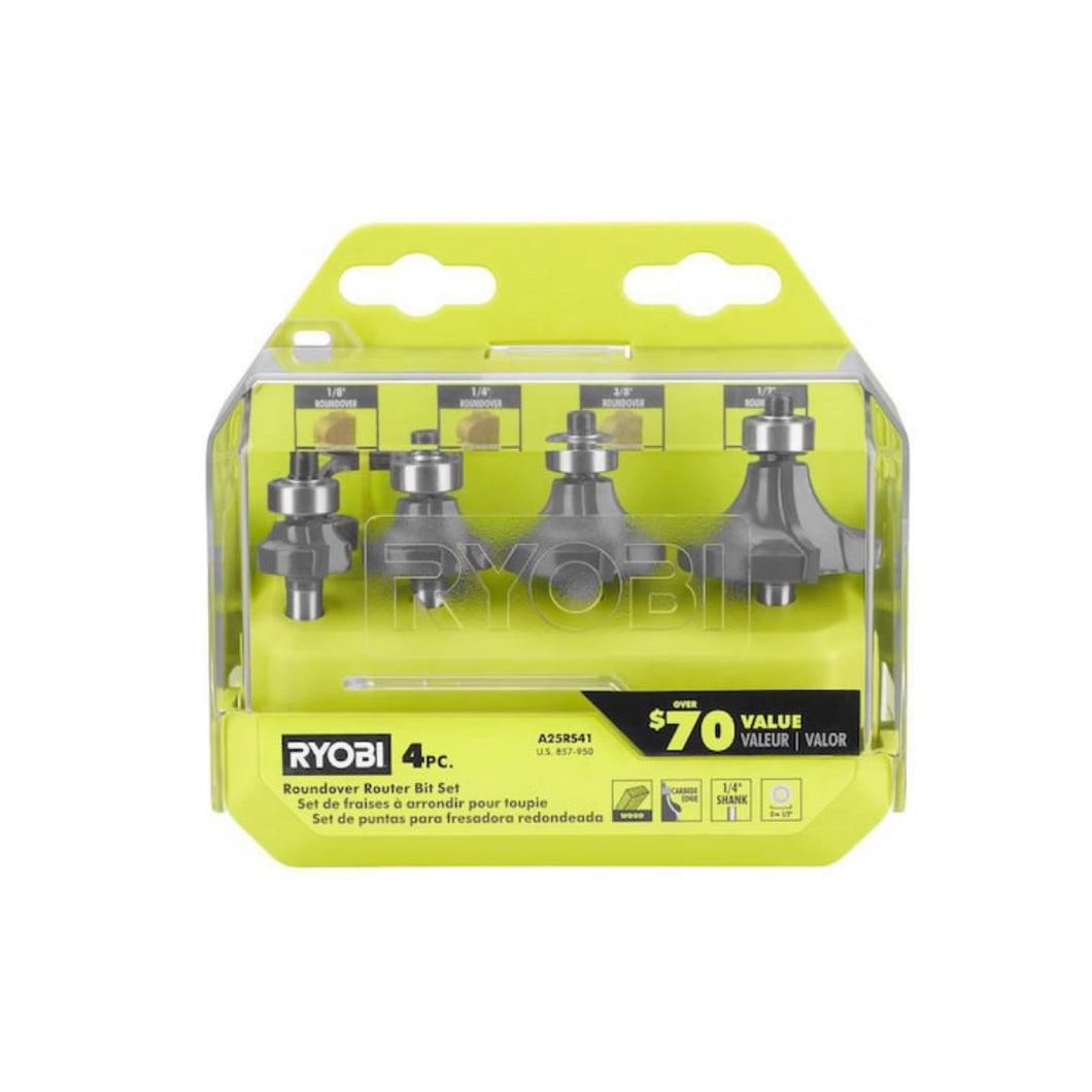 RYOBI Roundover Router Bit Set (4-Piece)  A25RS41